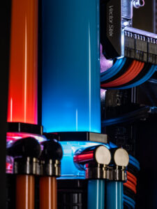 Liquide de watercooling coloré orange et bleu