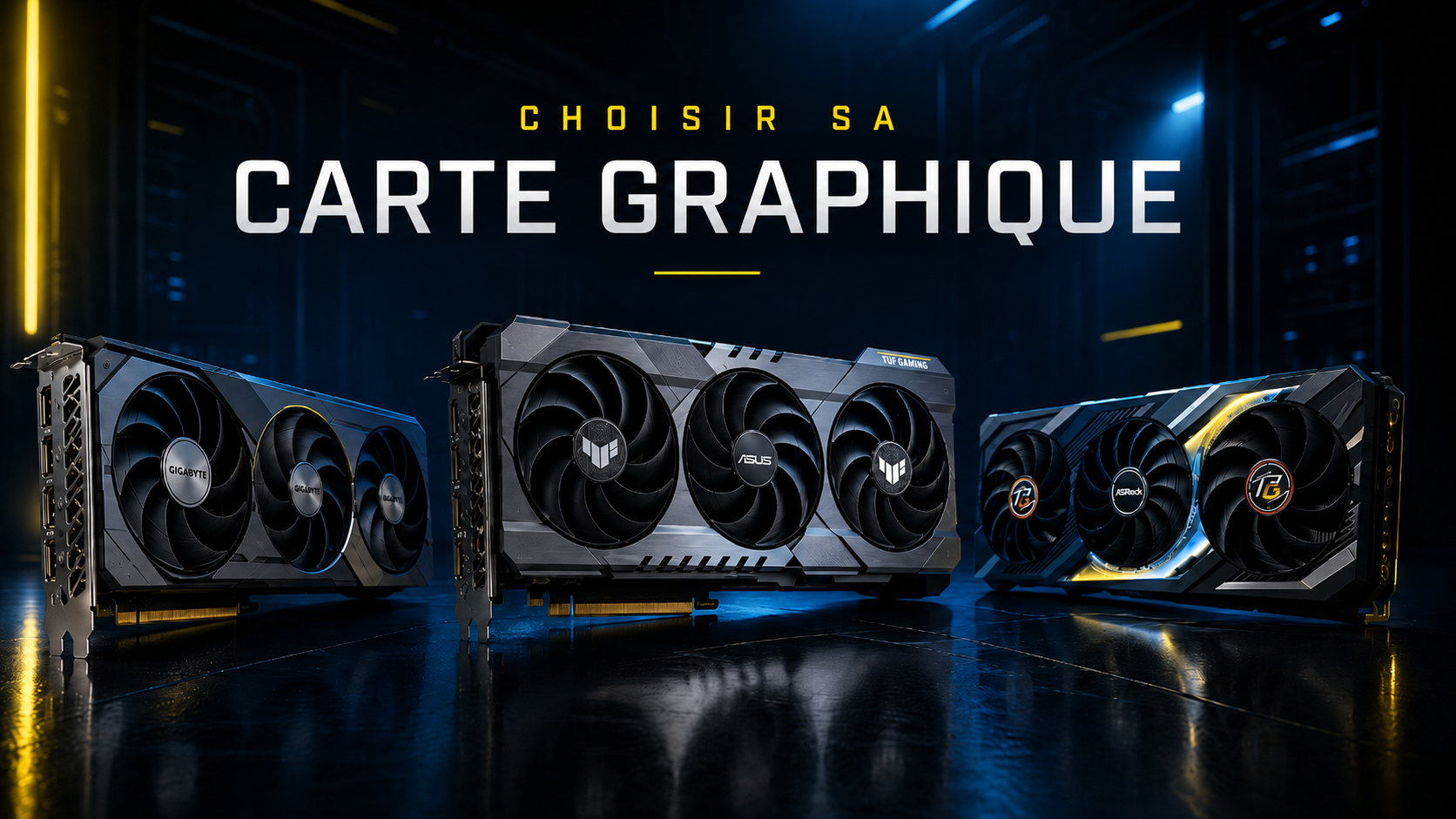 Trois cartes graphiques illustrant un guide pour choisir son GPU