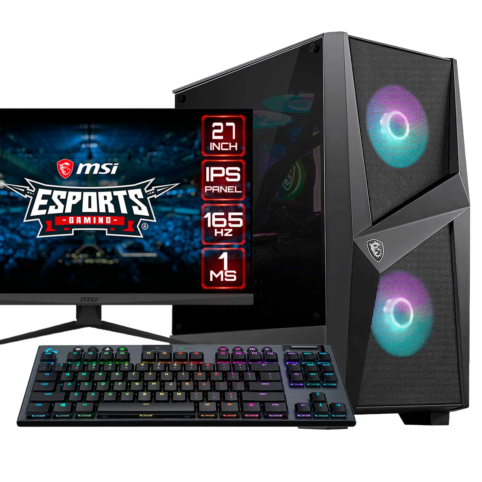 Setup Gaming avec PC, écran et clavier